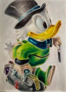 Andreas Schiller Zoom - Dagobert Grün Öl/Leinwand 75 x 55 cm Unikat