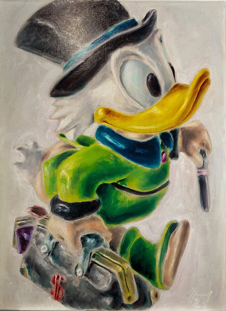 Andreas Schiller Zoom - Dagobert Grün Öl/Leinwand 75 x 55 cm Unikat