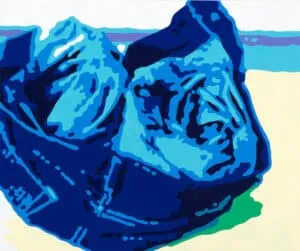 Konrad Winter Makro Jeans Blüte Autolack auf Aluminium 40 x 48 cm Unikat