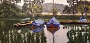 Werner Heinze Hafen Öl/Leinwand 80 x 170 cm Unikat